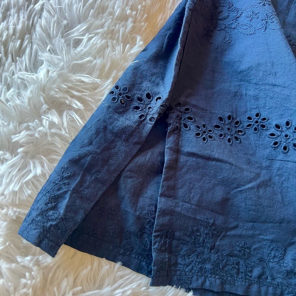 NWT Navy Blue Eyelit V-Neck Tunic w White Embroidered Trim XL - Picture 9 of 9